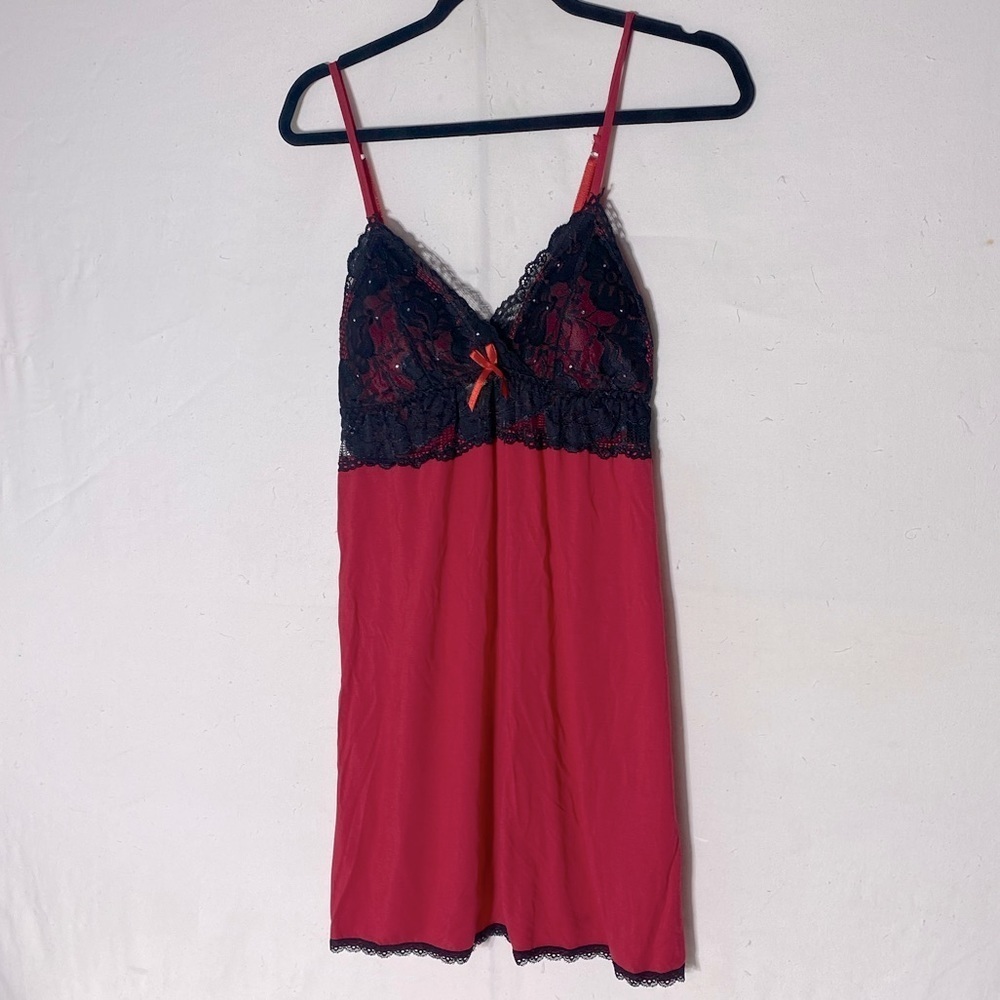 5/$25 Red Black Sexy Sleep Dress Chemise L